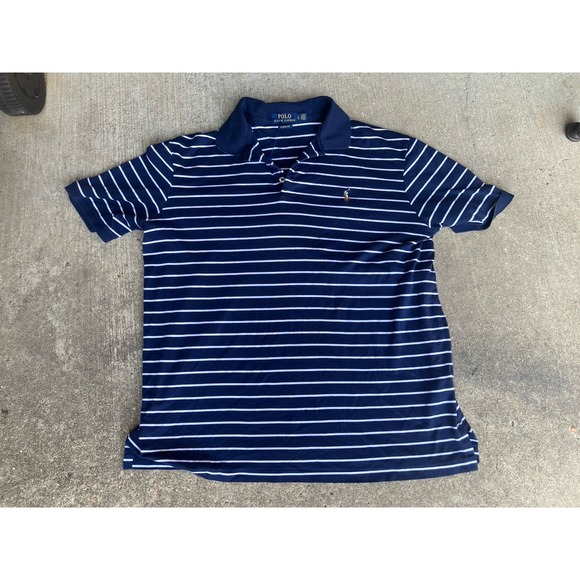 Polo Ralph Lauren Other - Polo Ralph Lauren Men's L Classic Slim Fit Stretch Mesh Polo Navy Striped Pony